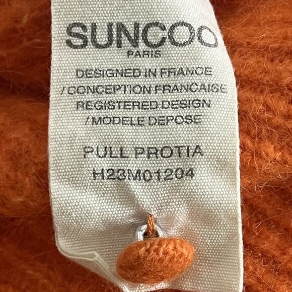 Suncoo Paris Pullover Sweater Women’s XS Alpaca Blend Puff Sleeve Soft Orange - Picture 12 of 13